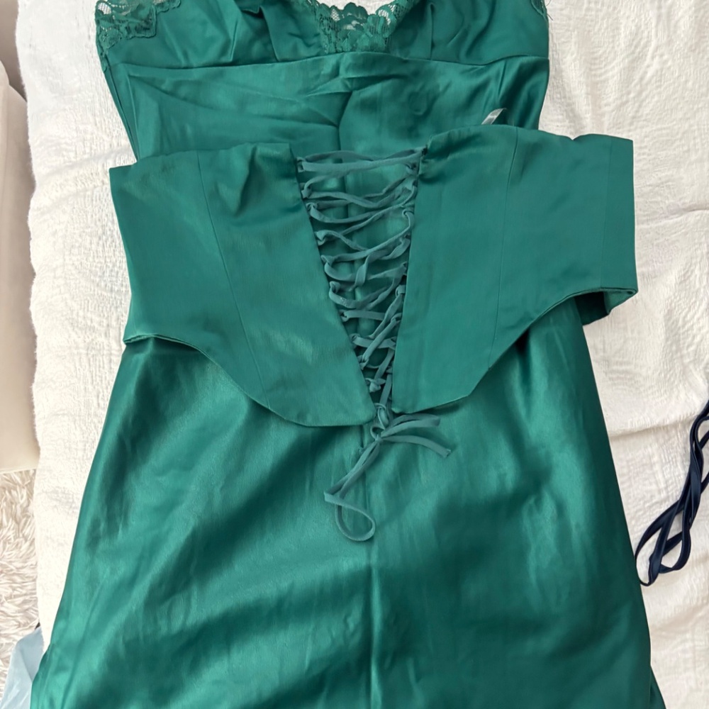 House of CB- Forest Satin Slip Dress - SIZE MEDIUM - Picture 8 of 8